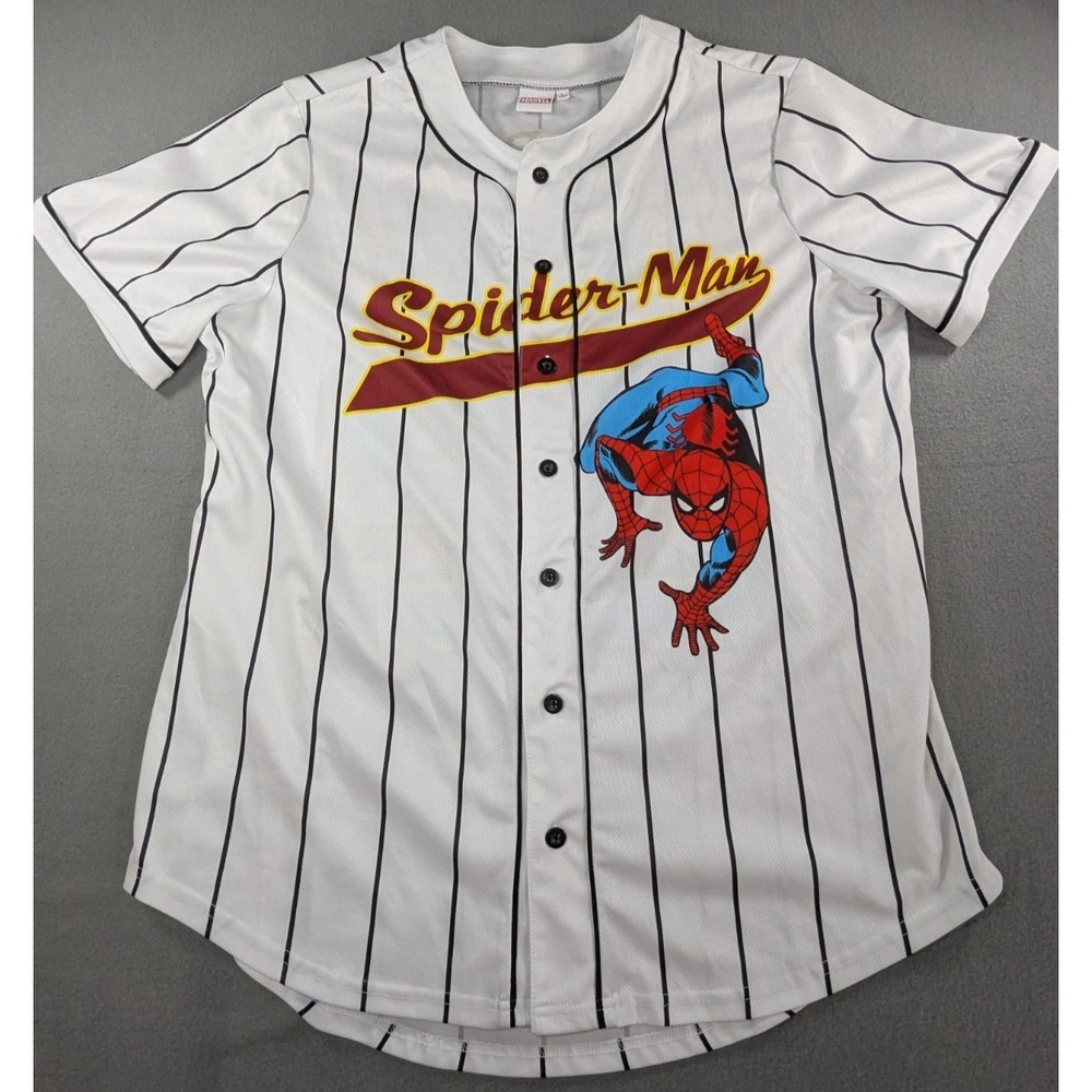 Marvel Spider-Man Baseball Jersey Large L White Pinstripe #62 Amazing Fantasy